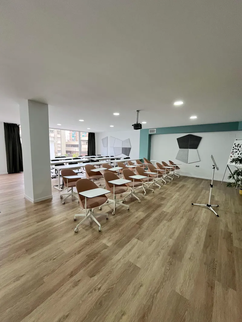 Chairs in rows facing the Cayman Room's screen